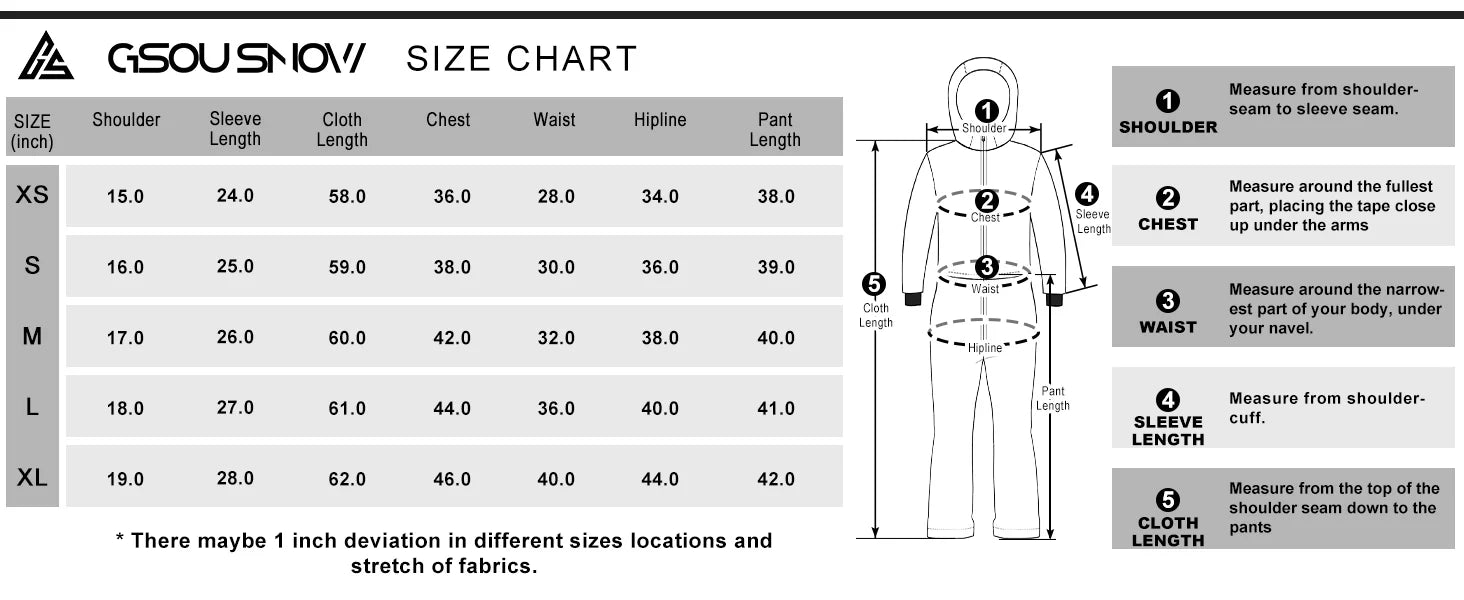 Macacão de Esqui Feminino GSOU SNOW – Peça Única, Acolchoado, Impermeável, Respirável e à Prova de Vento