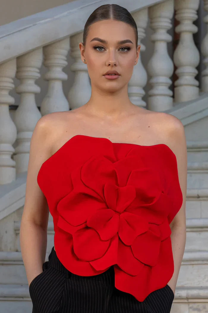 Corset com detalhes florais 3D
