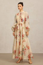 Vestido Longo de Manga Longa com Estampa Floral