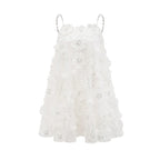 Vestido Bordado Floral, Cristais Manuais e Alças Delicadas