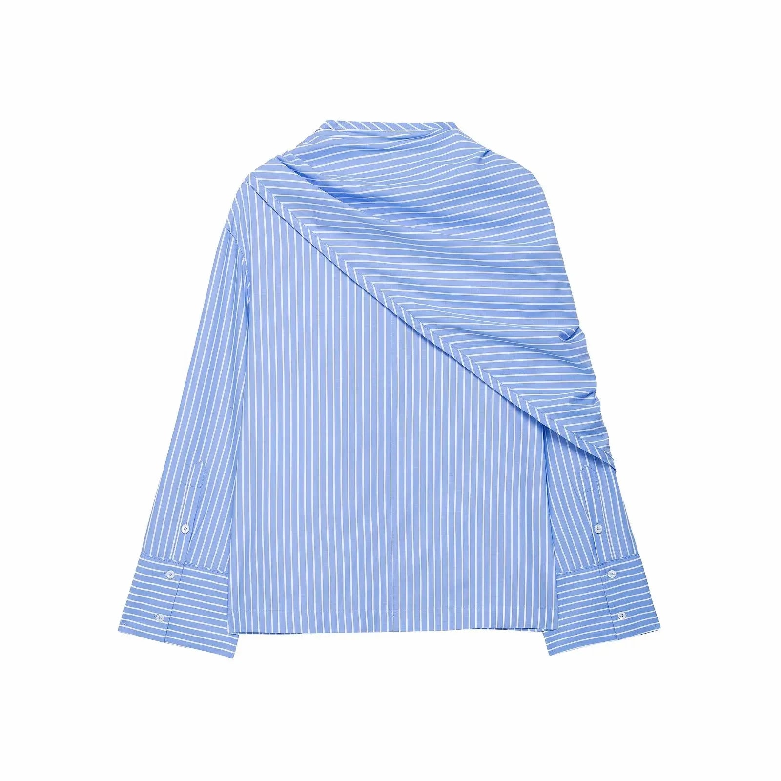 Camisa Casual Listrada com Lenço Integrado
