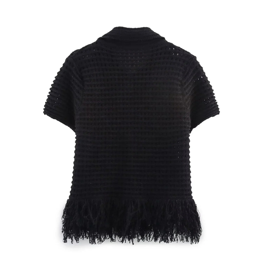 Conjunto em Tricô Vazado – Saia Mini + Camisa
