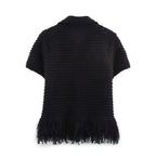 Conjunto em Tricô Vazado – Saia Mini + Camisa