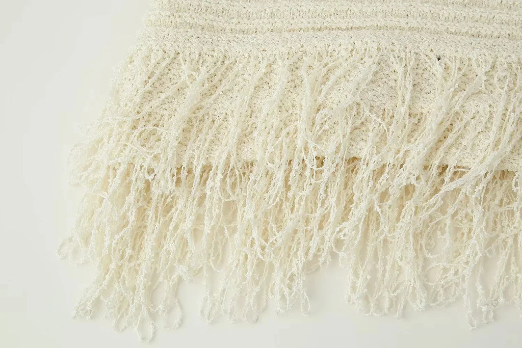 Conjunto em Tricô Vazado – Saia Mini + Camisa