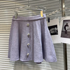 Conjunto Cardigã Curto e Saia Evasê com Bordados Artesanais e Pérolas