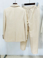 Conjunto de Luxo: Blazer e Calça em Jacquard com Monograma Exclusivo