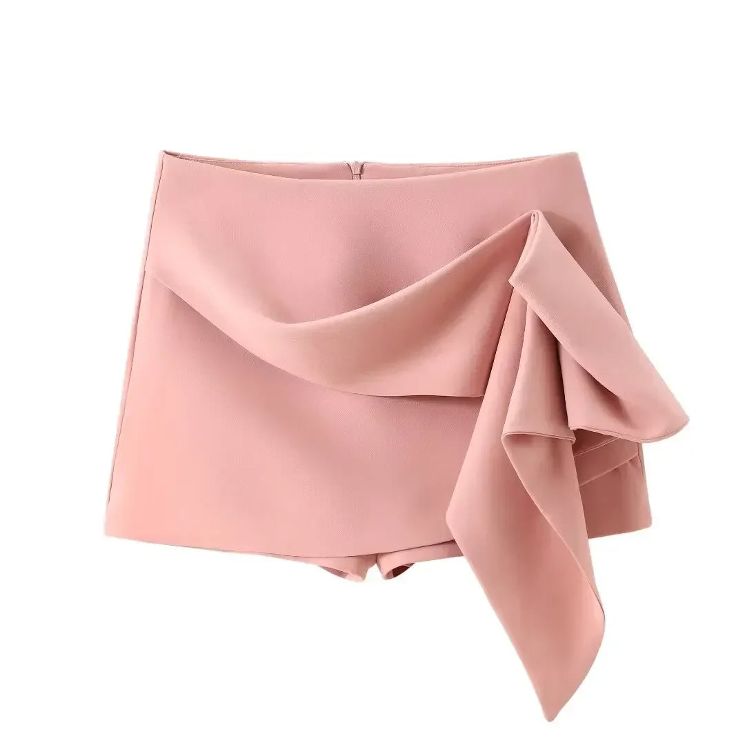 Conjunto Feminino 3 Peças: Blazer, Colete Corset e Short Saia de Cintura Alta