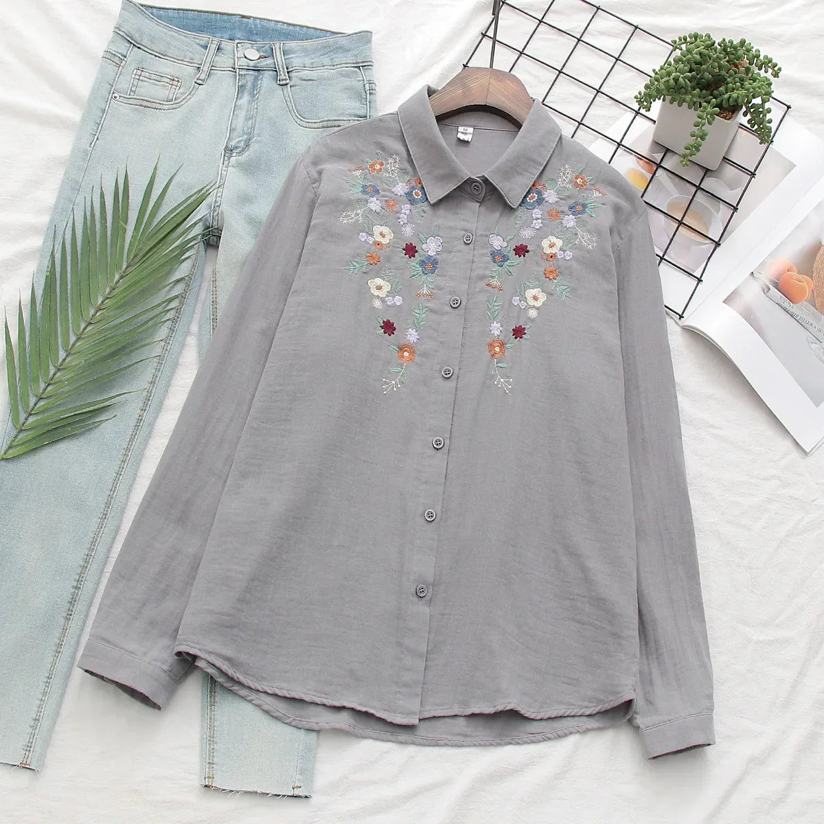 Camisa 100% Algodão com Bordado – Conforto e Estilo Natural