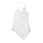 Top Elegante de Amarração com Bordado e Recorte Halter