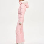 Macacão Feminino Elegante – Rosa -  Proteção Impermeável e Design de Inverno