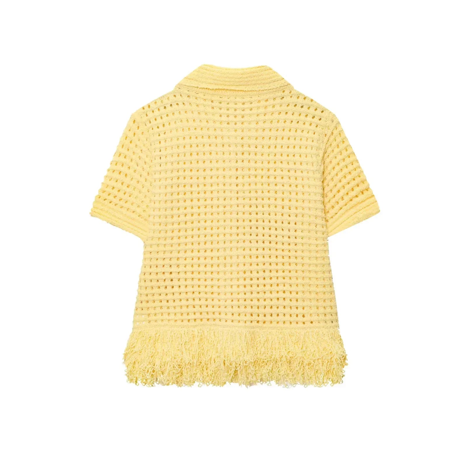 Conjunto em Tricô Vazado – Saia Mini + Camisa