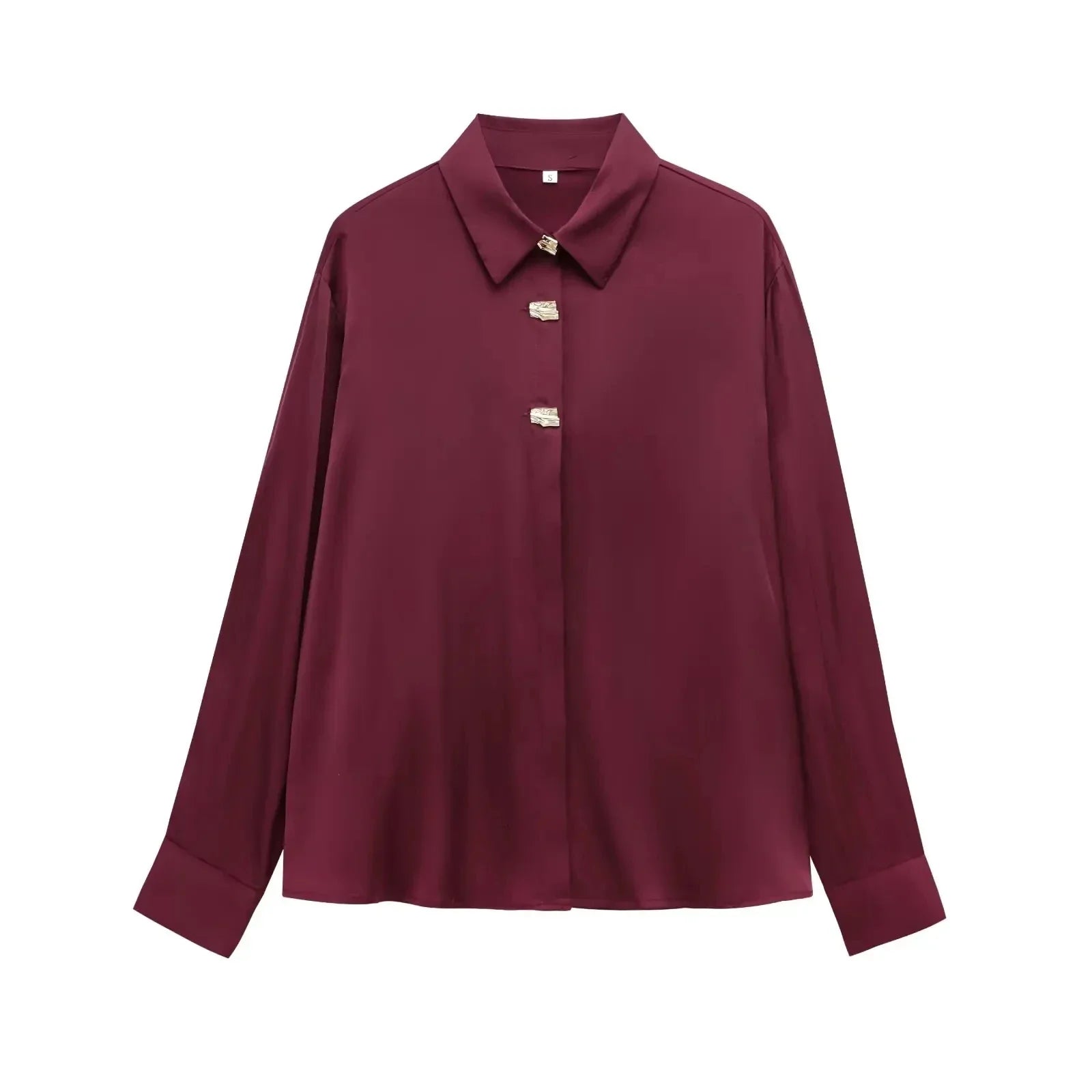 Camisa Vinho com Botões Dourados
