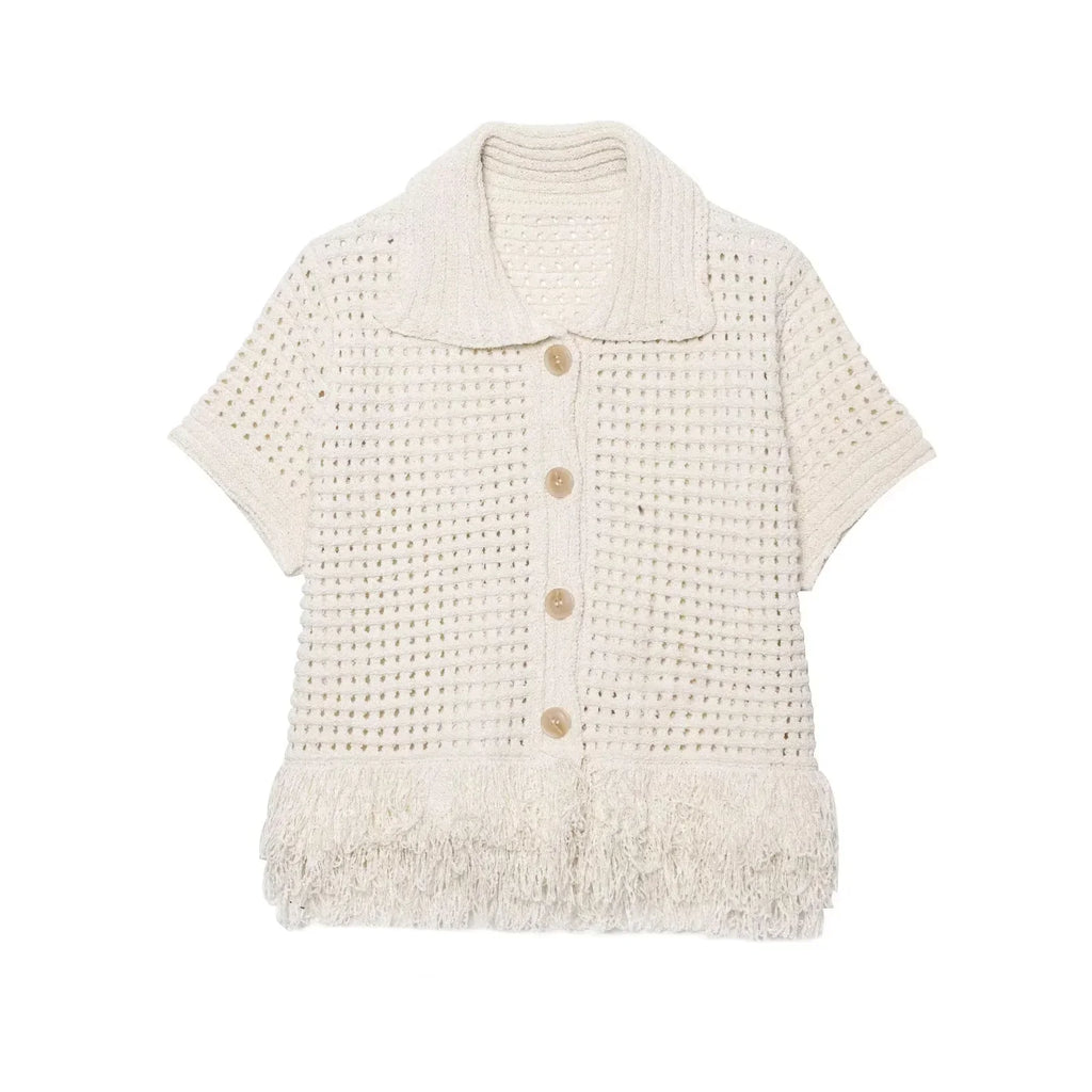 Conjunto em Tricô Vazado – Saia Mini + Camisa