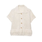 Conjunto em Tricô Vazado – Saia Mini + Camisa