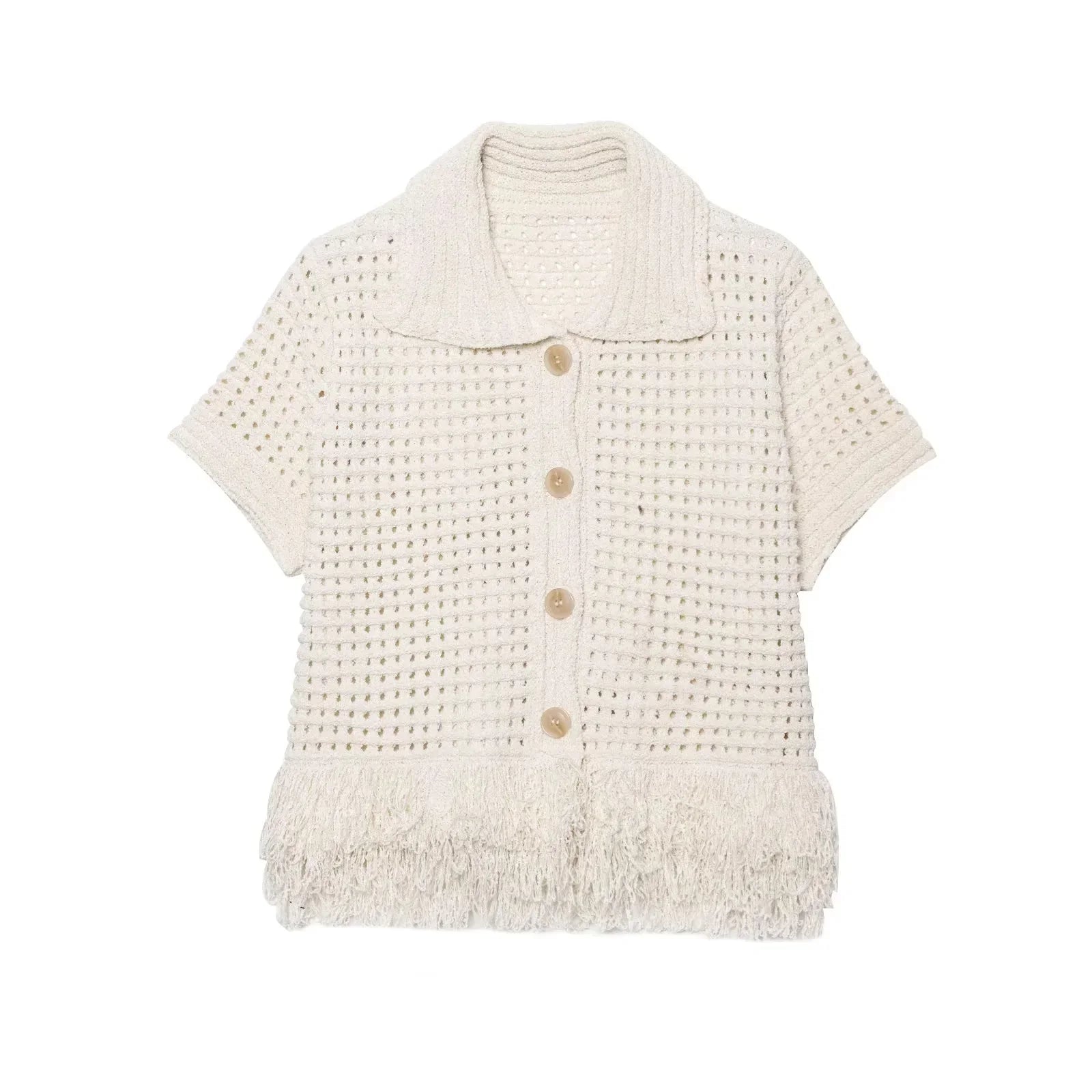 Conjunto em Tricô Vazado – Saia Mini + Camisa