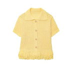 Conjunto em Tricô Vazado – Saia Mini + Camisa