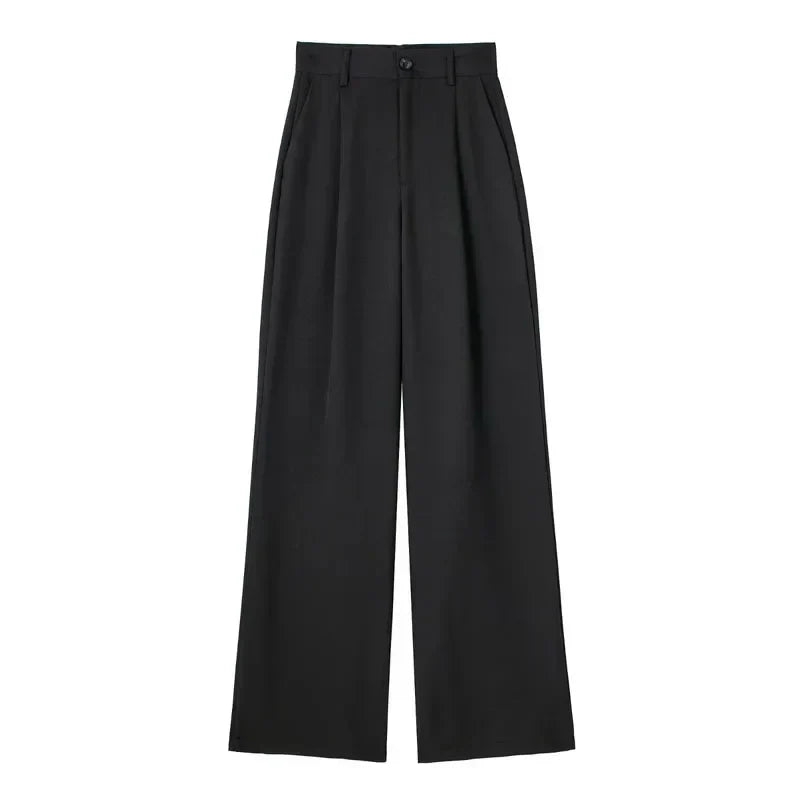 Calça de Alfaiataria Listrada – Cintura Alta e Silhueta Wide Leg Elegante