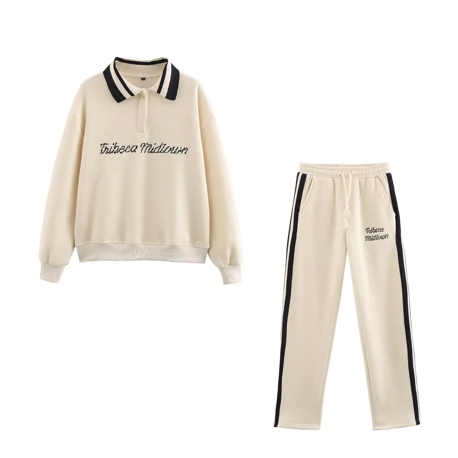 Conjunto Jogger Feminino Forrado em Lã – Bordado, Ajuste Solto e Design Térmico