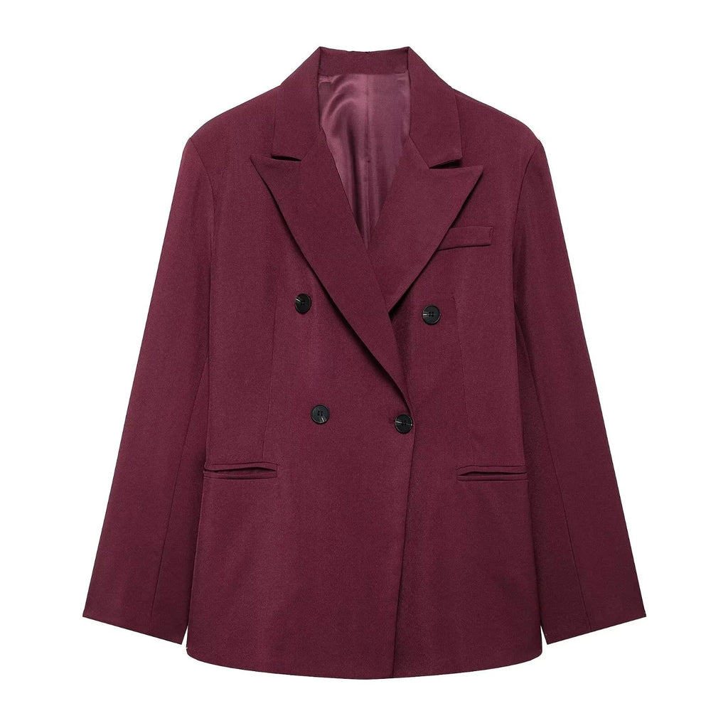 Conjunto  – Blazer com Botões Duplos e Calça de Cintura Alta