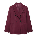 Conjunto  – Blazer com Botões Duplos e Calça de Cintura Alta