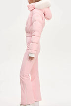 Macacão Feminino Elegante – Rosa -  Proteção Impermeável e Design de Inverno