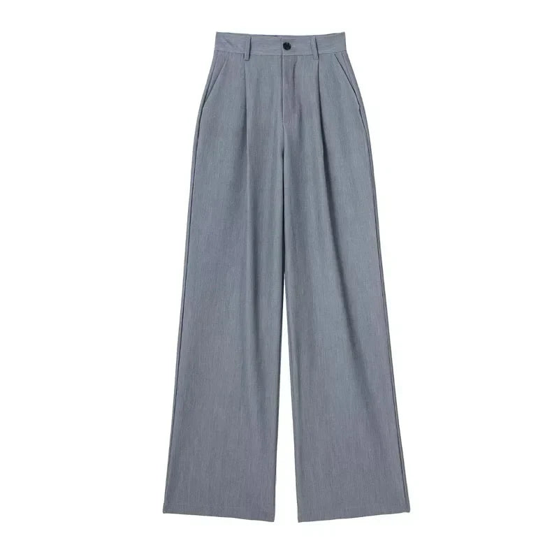 Calça de Alfaiataria Listrada – Cintura Alta e Silhueta Wide Leg Elegante