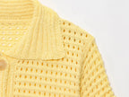 Conjunto em Tricô Vazado – Saia Mini + Camisa
