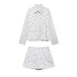 Conjunto Bordado com cristais - shorts e camisa