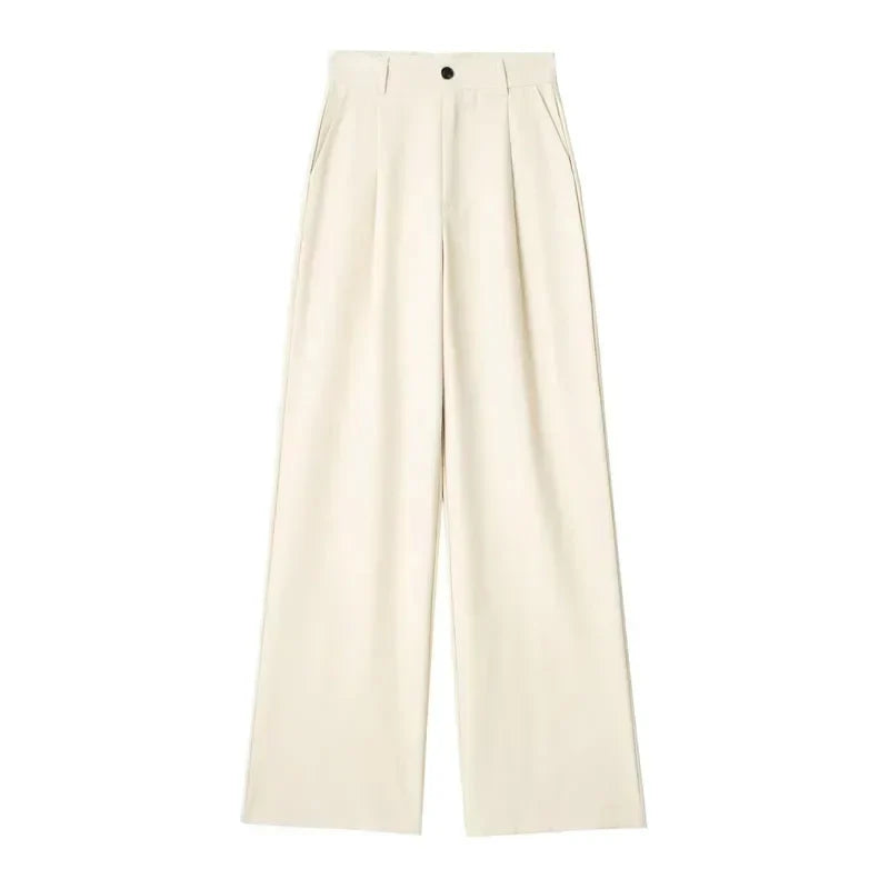Calça de Alfaiataria Listrada – Cintura Alta e Silhueta Wide Leg Elegante