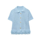 Conjunto em Tricô Vazado – Saia Mini + Camisa