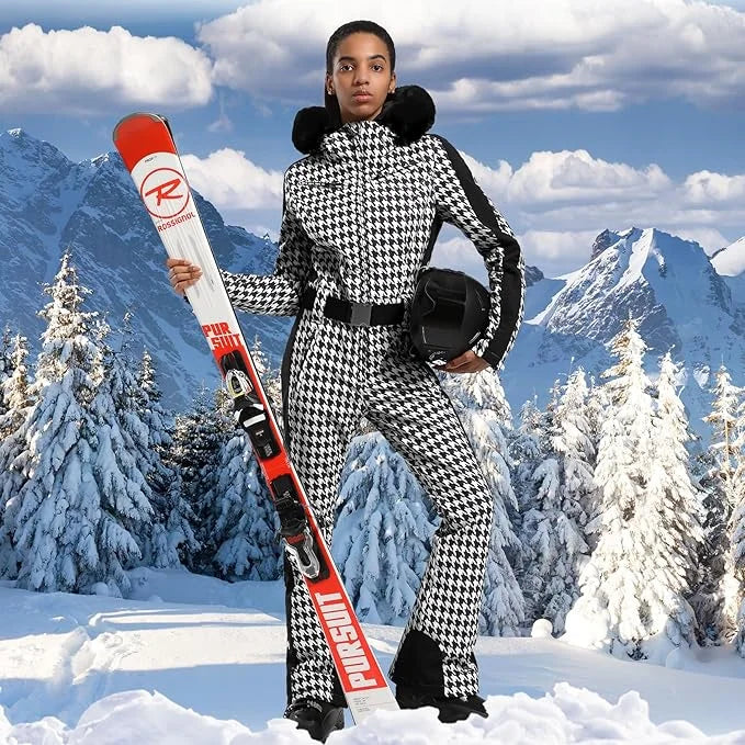 Macacão de Esqui Feminino GSOU SNOW – Peça Única, Acolchoado, Impermeável, Respirável e à Prova de Vento