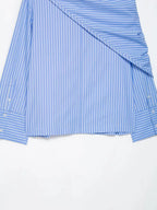 Camisa Casual Listrada com Lenço Integrado