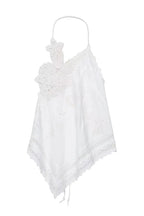 Top Elegante de Amarração com Bordado e Recorte Halter