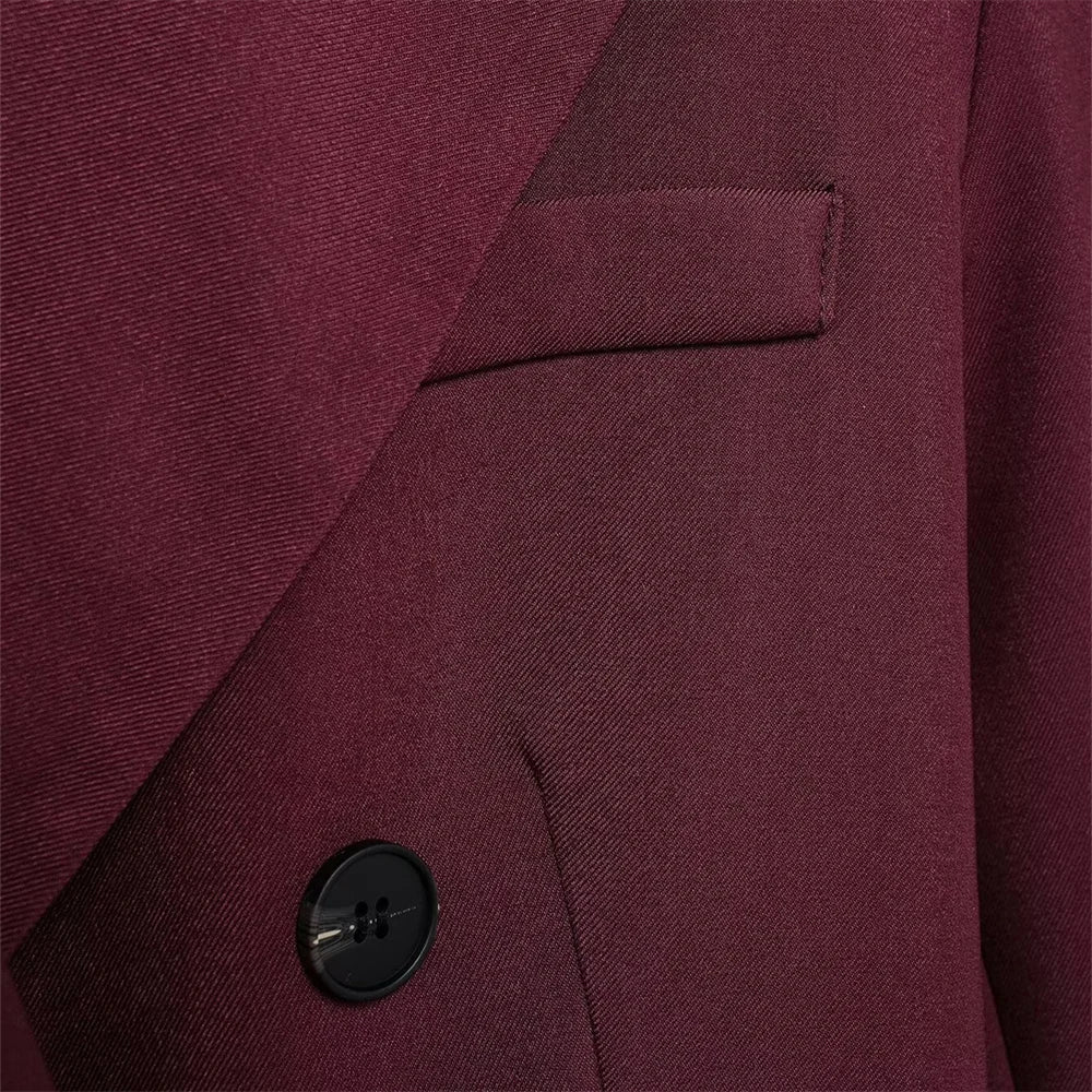 Conjunto  – Blazer com Botões Duplos e Calça de Cintura Alta