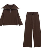 Conjunto Moletom Pulôver e Calça Cintura Alta com Elastano, Estilo Vintage