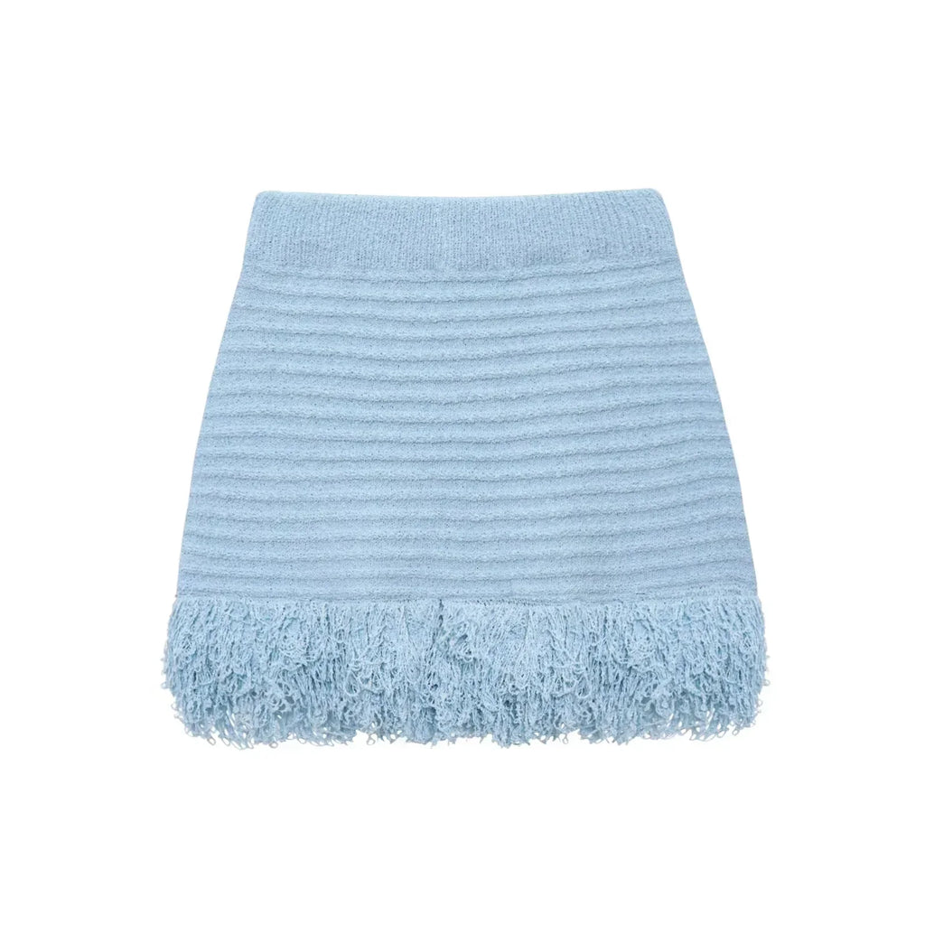 Conjunto em Tricô Vazado – Saia Mini + Camisa