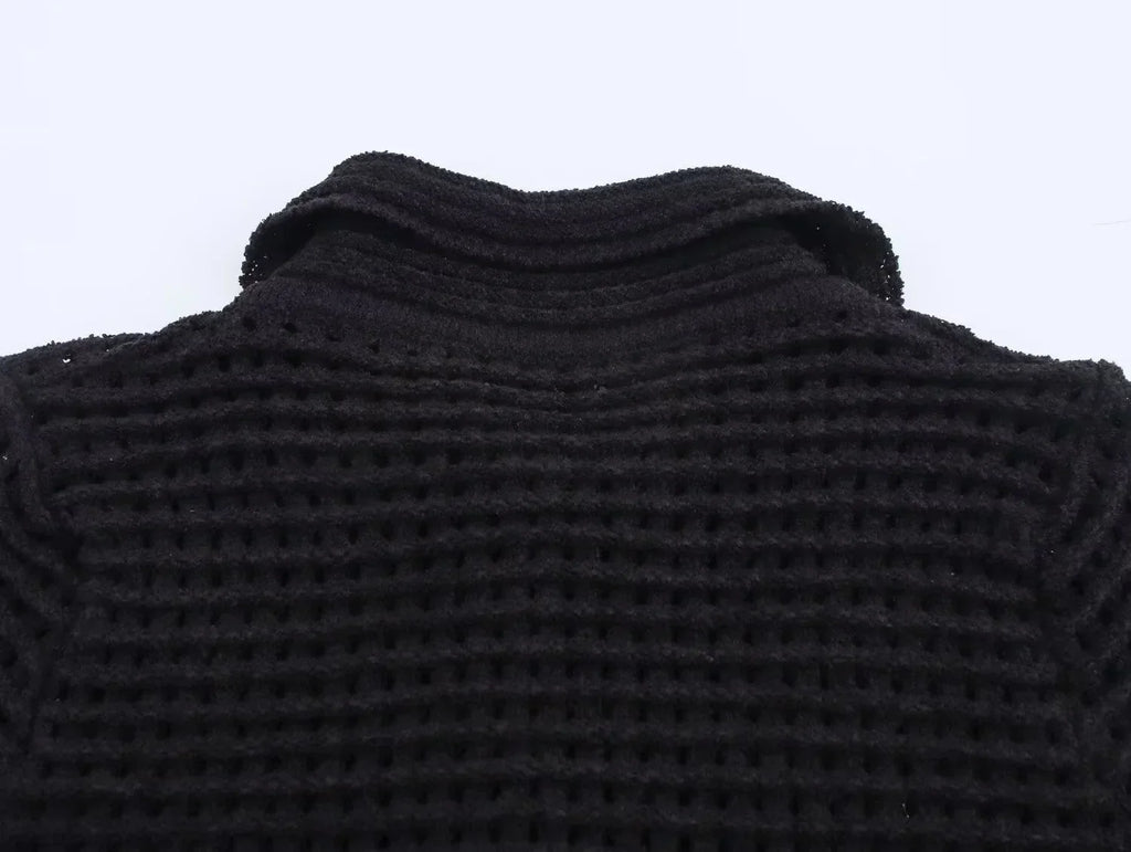 Conjunto em Tricô Vazado – Saia Mini + Camisa