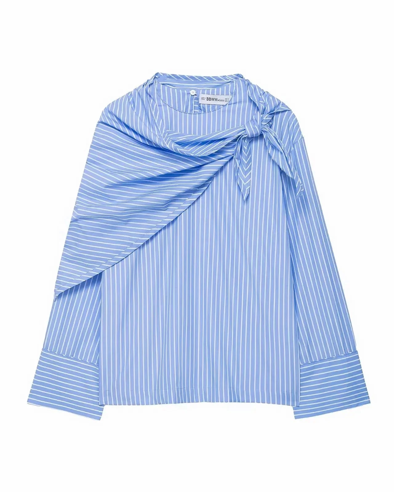 Camisa Casual Listrada com Lenço Integrado