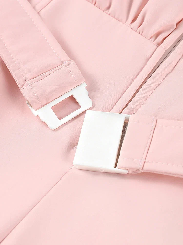 Macacão Feminino Elegante – Rosa -  Proteção Impermeável e Design de Inverno