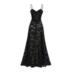 Vestido Longo Renda Floral Exclusiva e Caimento Fluido de Luxo