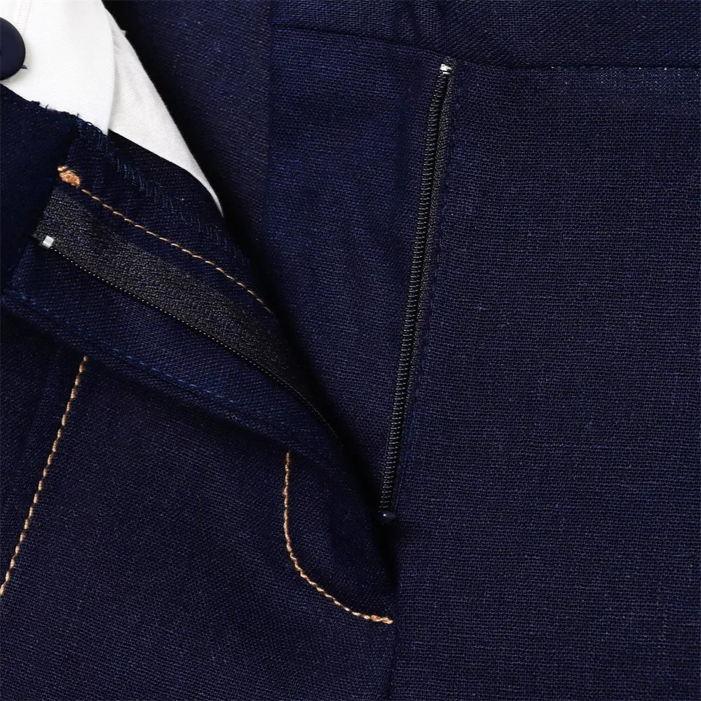 Conjunto Feminino – Blazer Curto com Botões Decorativos e Calça Reta Casual |