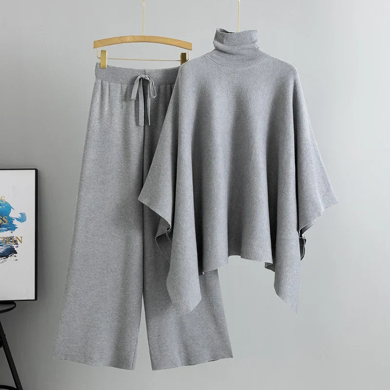 Conjunto Feminino Casual Elegante – Camisa Estilo Hepburn com Cardigan e Calça