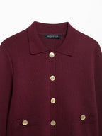 Conjunto Luxo Vermelho em Malha de Alta Densidade – Cardigã e Saia