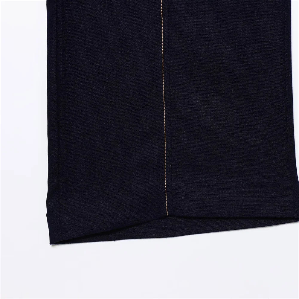 Conjunto Feminino – Blazer Curto com Botões Decorativos e Calça Reta Casual |