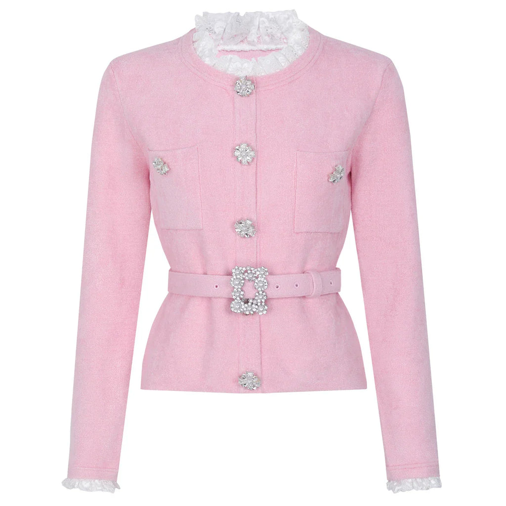 Conjunto Executivo Rosa: Casaco Estruturado e Saia Sereia Midi – Elegância