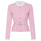 Conjunto Executivo Rosa: Casaco Estruturado e Saia Sereia Midi – Elegância