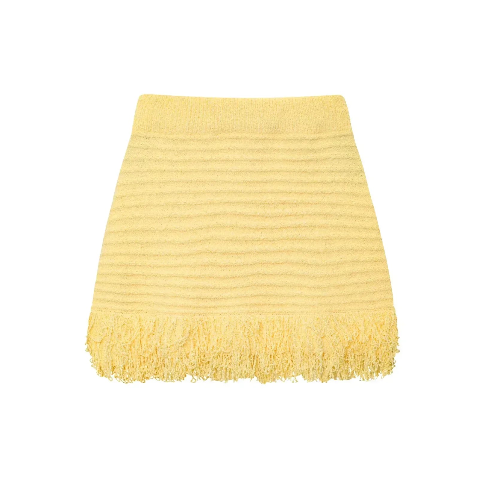 Conjunto em Tricô Vazado – Saia Mini + Camisa