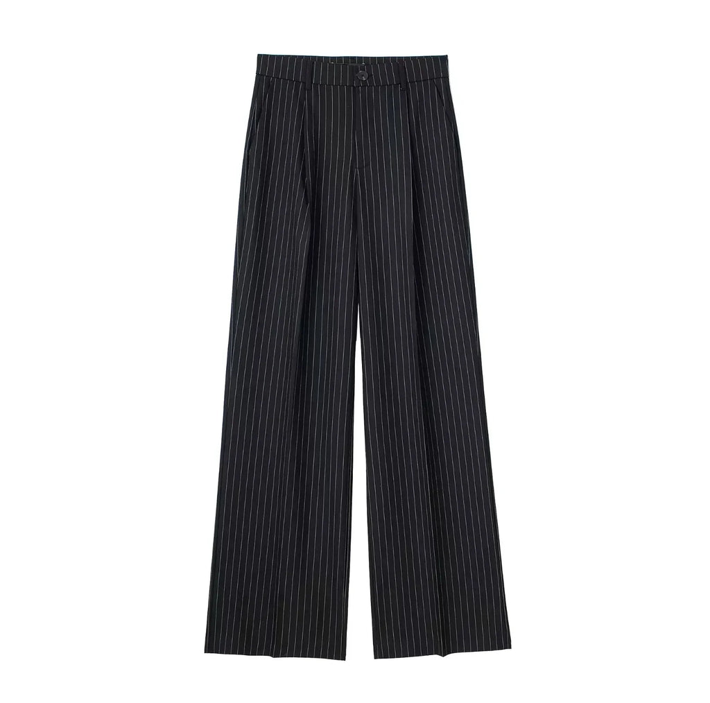 Calça de Alfaiataria Listrada – Cintura Alta e Silhueta Wide Leg Elegante