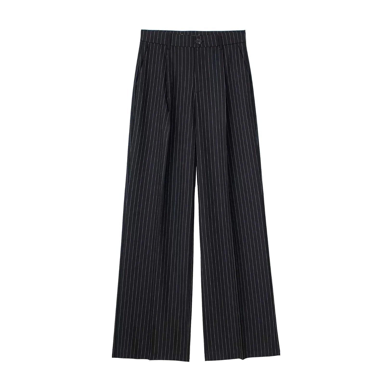 Calça de Alfaiataria Listrada – Cintura Alta e Silhueta Wide Leg Elegante