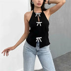 T-shirt Frente única com Aplicação de Laço